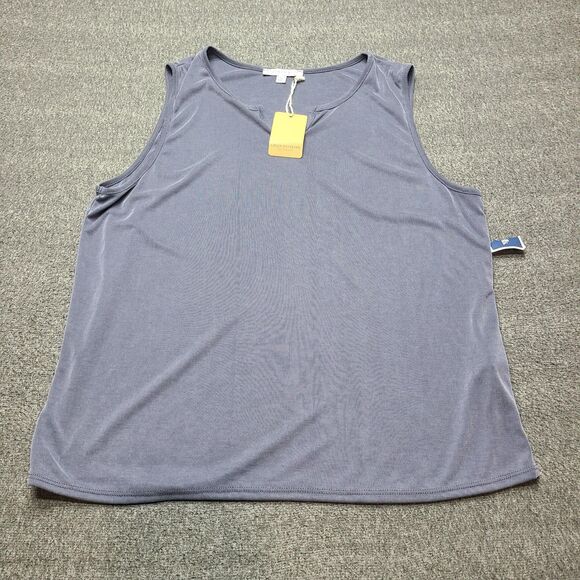 Green Envelope Tank Top Womens XL Ribbed Modal Blend Made USA Sleeveless Shirt - Picture 1 of 8